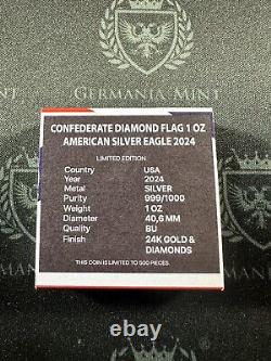 2024 American Silver Eagle Diamond Dusted & Gold Gilded Flag Edition Minted 500