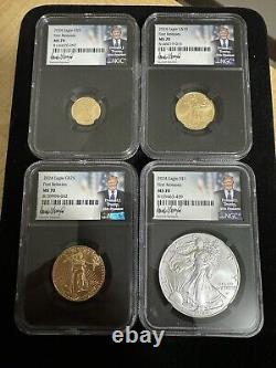 2024 First Release ms70 Donald Trump Gold Silver Eagle NGC 4-coin Set