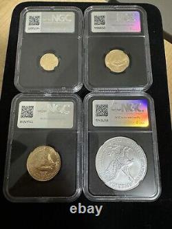 2024 First Release ms70 Donald Trump Gold Silver Eagle NGC 4-coin Set