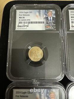2024 First Release ms70 Donald Trump Gold Silver Eagle NGC 4-coin Set