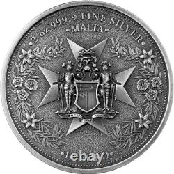 2024 Malta Golden Eagle 2 oz Antiqued & Colored Silver High Relief Mintage 500