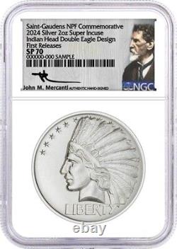 2024 NPF Saint-Gaudens Super Incuse 2oz Silver Indian Head Double Eagle NGC SP70