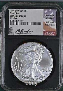 2024 (P) $1 1-OZ SILVER EAGLE With STAR PRIVY NGC MS70 FDI MICHAEL GUADIOSO