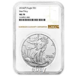 2024 (P) $1 American Silver Eagle Star Privy NGC MS70 Brown Label