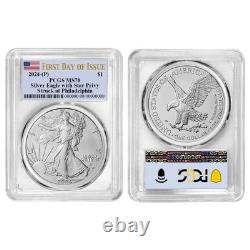 2024 (P) $1 American Silver Eagle Star Privy PCGS MS70 FDOI Flag Label