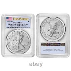 2024 (P) $1 American Silver Eagle Star Privy PCGS MS70 FS Flag Label