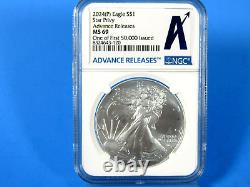 2024 (P) 2-Coin Set, Silver Eagle WithStar Privy NGC Ms 70/69 FDOI Gaudioso Sig