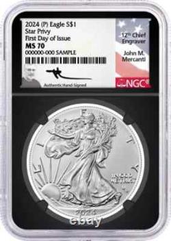 2024 (P) American Silver Eagle $1 STAR PRIVY NGC MS70 FDOI MERCANTI