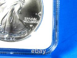 2024 (P) American Silver Eagle With 5-Star Privy NGC Ms 70 FDOI, M. Gaudioso Signed