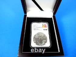 2024 (P) American Silver Eagle With 5-Star Privy NGC Ms 70 FDOI, M. Gaudioso Signed