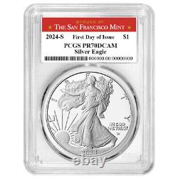 2024-S Proof $1 American Silver Eagle PCGS PR70DCAM FDOI San Francisco Label