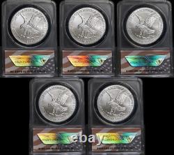 2024 Silver American Eagle $1 ANACS MS70 5 Coin Lot STOCK