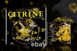 2024 Silver Eagle. 999 1oz Silver Coin Colorized November Citrine Gemstone