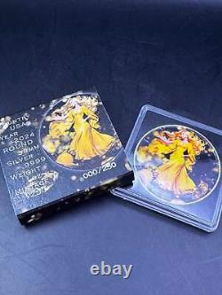 2024 Silver Eagle. 999 1oz Silver Coin Colorized November Citrine Gemstone