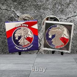 2024 Silver Eagle Colorized. 999 Silver Coin 1oz I Stand With Texas