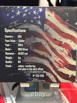 2024 Silver Eagle Colorized July 4th Celebration 1oz. 999 Coin Glow in Dark #222