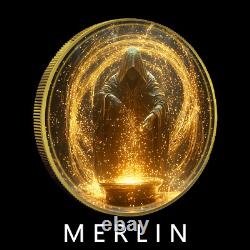 2024 Silver Eagle Merlin Gold Gild and Colorized 1oz. 999 Silver Coin