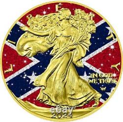 2024 US Eagle Southern Heritage Flag Diamond Dust Colorized 1oz 999 Silver Coin