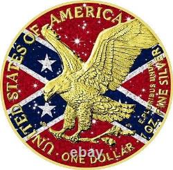 2024 US Eagle Southern Heritage Flag Diamond Dust Colorized 1oz 999 Silver Coin