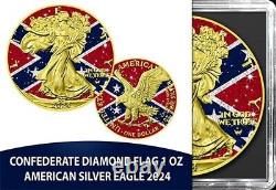 2024 US Eagle Southern Heritage Flag Diamond Dust Colorized 1oz 999 Silver Coin