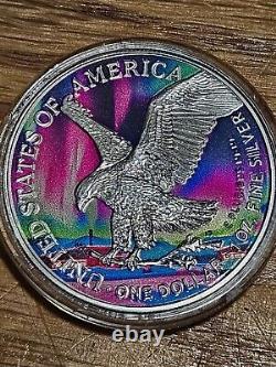 2024 US Mint Silver Eagle Northern Lights Edition Coin 1 oz Silver in capsule