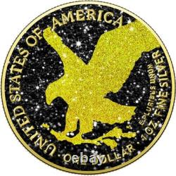 2024 US Silver Eagle Gold & Black Iced Out Edition 1 oz. 999 Silver Coin
