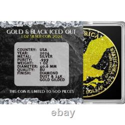2024 US Silver Eagle Gold & Black Iced Out Edition 1 oz. 999 Silver Coin