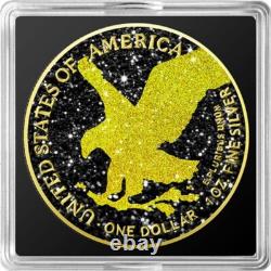 2024 US Silver Eagle Gold & Black Iced Out Edition 1 oz. 999 Silver Coin