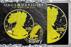 2024 U. S. Eagle Gold & Black Iced Out Edition 1 oz Silver Coin