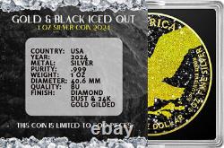 2024 U. S. Eagle Gold & Black Iced Out Edition 1 oz Silver Coin