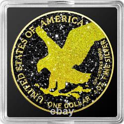 2024 U. S. Eagle Gold & Black Iced Out Edition 1 oz Silver Coin