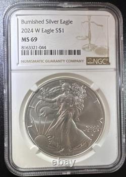 2024-W $1 1-oz Burnished American Silver Eagle NGC MS69. Beautiful Coin