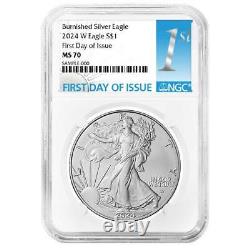 2024-W $1 1-oz Burnished American Silver Eagle NGC MS70 FDI First Label