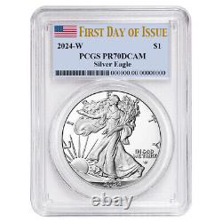 2024-W Proof $1 American Silver Eagle PCGS PR70DCAM FDOI Flag Label