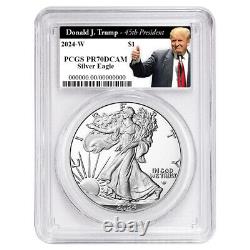 2024-W Proof $1 American Silver Eagle PCGS PR70DCAM Trump 45th President Label