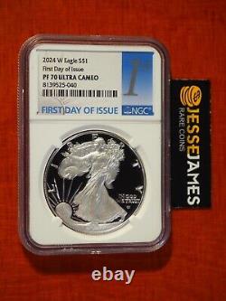2024 W Proof Silver Eagle Ngc Pf70 Ultra Cameo First Day Of Issue Fdi 1st Label
