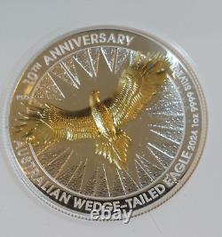 2024 Wedge tailed Eagle 10th Ann 1oz Silver Proof High Relief gilded, Perth Mint