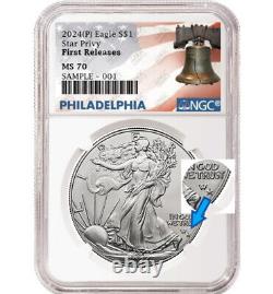 2024 p silver eagle with star privy ngc ms70 first releases philly presale