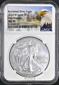 2024 w burnished uncirculated silver eagle ngc ms 70 first releases mtn in hand