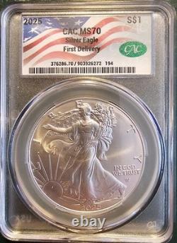 2025 American Silver Eagle CAC MS 70 First Delivery