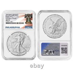 2025 (P) $1 American Silver Eagle First Eagle Privy NGC MS70 FDI Liberty Bell