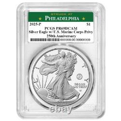 2025-P Proof $1 American Silver Eagle Marine Corps Privy PCGS PR69DCAM