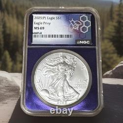 2025 (P) S$1-oz American Silver Eagle? Eagle Privy NGC MS69 TraderBea Purple