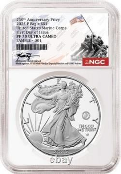 2025 P Silver Eagle Marine 250th Anniversary Privy NGC PF70 FDOI RJ presale