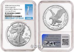 2025 P Silver Eagle S$1 U. S Marine Corps NGC PF70 UC First Day Of Issue #891