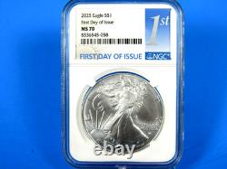 2025 (P), W, S, 6-Coin, American Silver Eagle Year Set NGC Pf/MS 70 FDOI