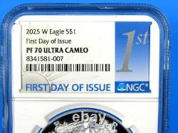 2025 (P), W, S, 6-Coin, American Silver Eagle Year Set NGC Pf/MS 70 FDOI