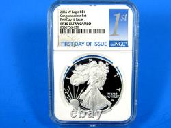 2025 (P), W, S, 6-Coin, American Silver Eagle Year Set NGC Pf/MS 70 FDOI