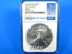 2025 (P), W, S, 6-Coin, American Silver Eagle Year Set NGC Pf/MS 70 FDOI