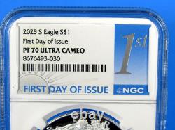 2025 (P), W, S, 6-Coin, American Silver Eagle Year Set NGC Pf/MS 70 FDOI